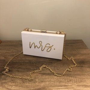 Mrs. White Acrylic Crossbody Purse for Bride